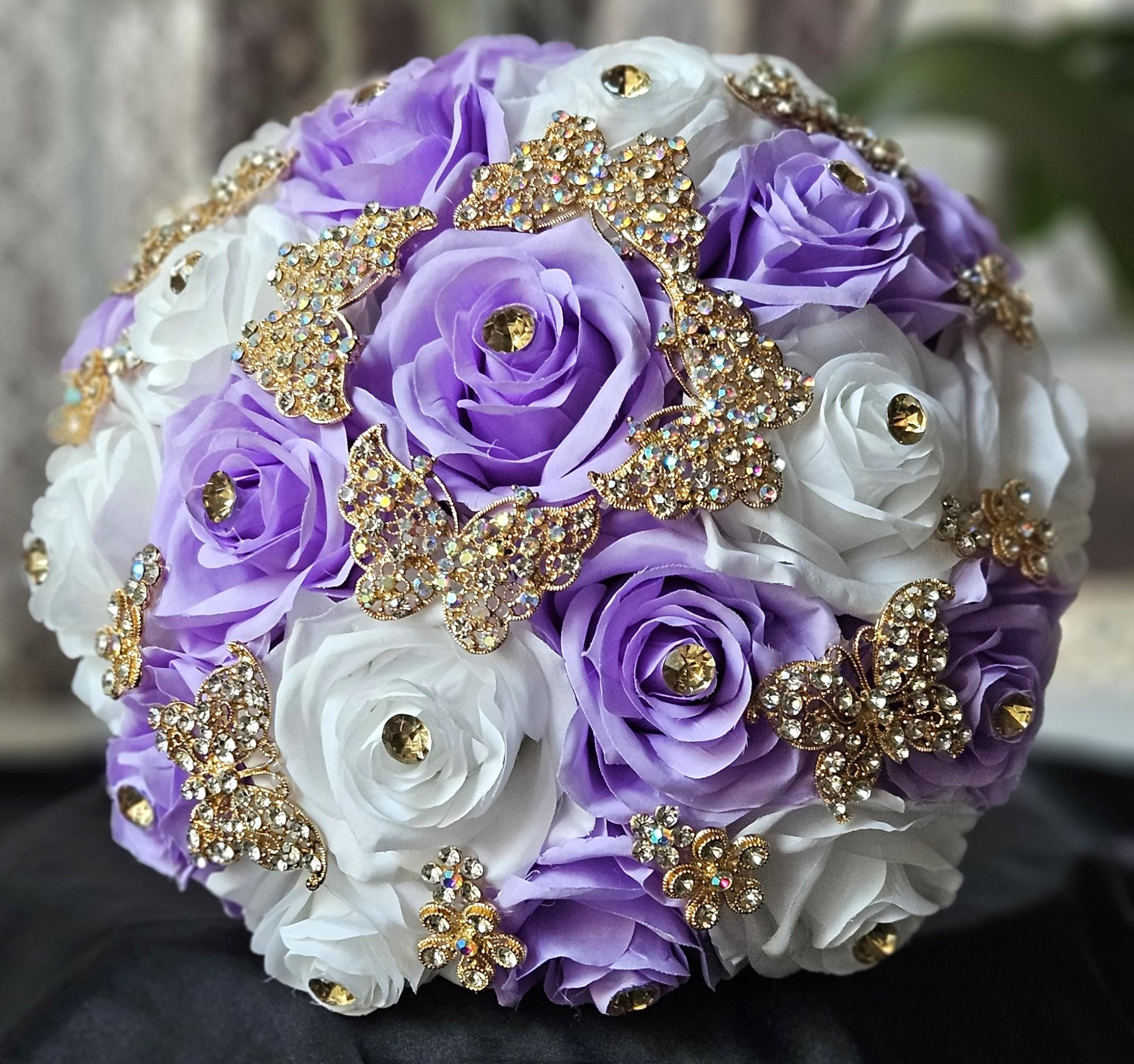 Elegant Purple and Silver Floral Bouquet Quinceañera Quinceanera Bouquet Lilac - Etsy main image 4