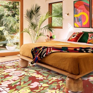 Blumenmuster Teppich, Blumen-Küchenteppich, Wohnzimmerteppich, rutschfester Teppich, Minimalistisches Schlafzimmer Badezimmer Geben Sie Weg ein, maschinenwaschbarer Teppich