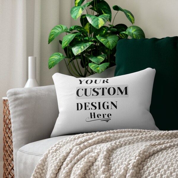Personalized Poly Cushion - Spun Support Elegance Custom Lumbar Pillow - Trendy Cool Tailored for Unique Back Support and Comfort