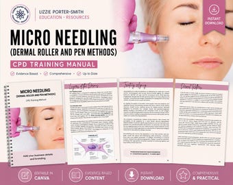 Manual de formación en microagujas / Plantilla editable de Canva / Recurso de formación continua / Terapia de inducción de colágeno /