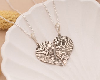 Fingerprint Necklace • Heart Necklace • Matching Necklace • Couple Necklace • Memorial Necklace • Personalized Gifts • Christmas Gifts