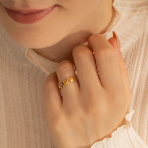 14K Gold Name Ring - Custom Name Ring - Solid Gold Name Ring - Personalized Ring - Personalized Jewelry - Gift for Her - Christmas Gifts