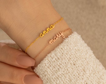 Tiny Name Bracelet - Layering Bracelet - Gold Name Bracelet - Custom Name Bracelet - Minimalist Bracelet - Birthday Gift - Christmas Gifts