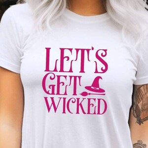 Halloween-t-shirt boze heks shirt Lets get wicked Halloween party tshirt spooky heks T-shirt Halloween heks gotische stijl Halloween glamour T-shirt