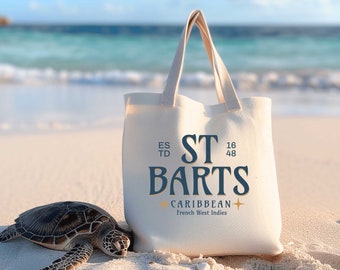 St Barths Canvas Tote Bag tropical island French West Indies Caribbean