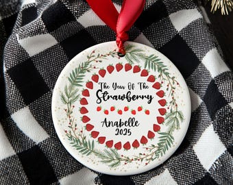 Personalized Strawberry Ornament for lover of strawberries Coworker Gift christmas