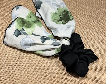 Hair scrunchie chiffon tie with added scarf accessory bun pony tail holder