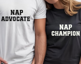 Camisetas divertidas de San Valentín para parejas, regalo para dormir, humor, diseño tipográfico minimalista.