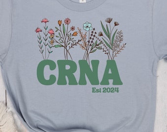 CRNA Tshirt Certified Registered Nurse Anesthetist shirt boho style flowers specialist tee keepsake