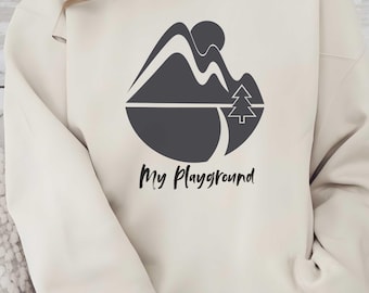 Adventure Sweatshirt: Minimalist Mountain Design, Nature Lover Gift