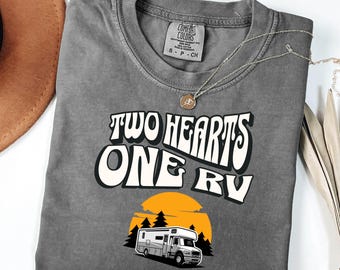 Couples RV Camping Unisex T-shirt Adventure Road Trip Travel Lifestyle Gift Honeymoon Full Time RVing Van Cute Funky Retro Nomad Love Life