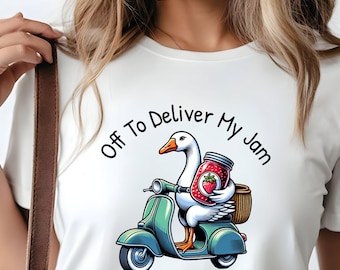 L'oca sullo scooter va a consegnare la mia maglietta con la marmellata