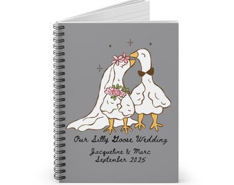 Cuaderno espiral personalizado de boda Silly Goose: cuaderno de planificación de novias con líneas rayadas, diario organizador de regalos para baby shower