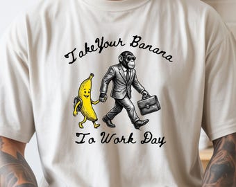 Camiseta divertida de plátano para el Día de Llevar tu Plátano al Trabajo, colores cómodos, 100% algodón.