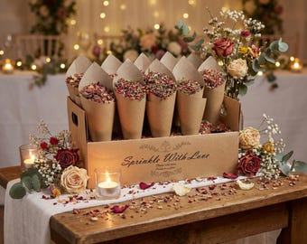 Wedding confetti cones holder rustic Kraft cone display for send off