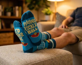 Pickleball socks fun dad/mom gift I'd rather be playing pickleball blue socks