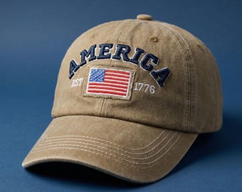 America Est 1776 Vintage Baseball Cap patriotic casual distressed keepsake