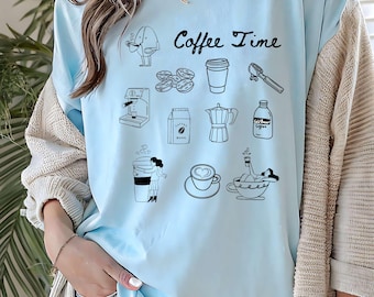 Comfort Color Unisex Coffee Tshirt Caffeine Lover Gift Barista 100% cotton