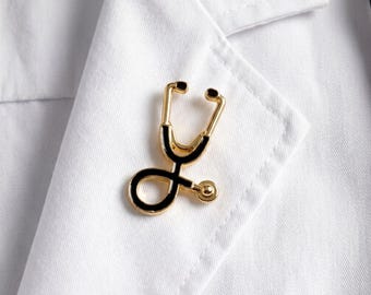 Stethoscope pin medical lapel doctor gift gold plated