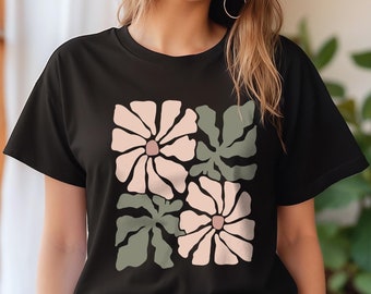 ボタニカルTシャツ フラワーTシャツ ボヘミアン ワイルドフラワーシャツ フローラル ネイチャーラバーシャツ フラワーTシャツ ボヘミアンTシャツ