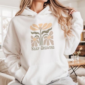 Boho Blumen Hoodie, Wildblumen Kapuzen-Sweatshirt, Minimalist Floral Hoodie, Unisex Boho Kleidung, Botanischer Liebhaber Geschenk, übergroßer Hoodie