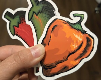 Spicy Chili Pepper Vinyl Sticker - Water/UV Resistant