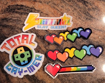 Gamer LGBTQAI+ - Stickers - Pride Month - Slay Queen - Gaymer-  Game Inspired Stickers