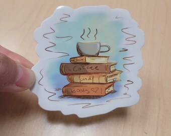 Coffee and Books Sticker: Caffeine Adventure Decal