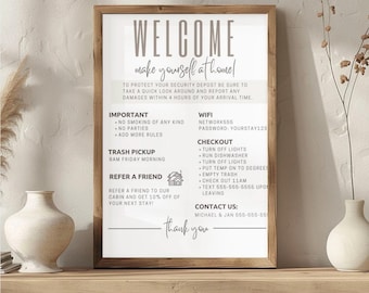 Air Bnb Signs| Welcome Sign, WiFi, instructions, digital file, immediate download