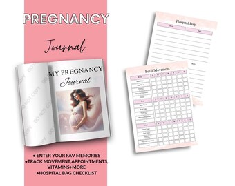 Pregnancy Journal, digital files, canva editable template