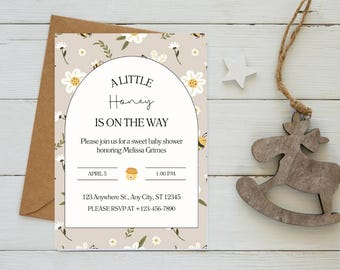 A little Honey is on the way! Editable baby shower invite