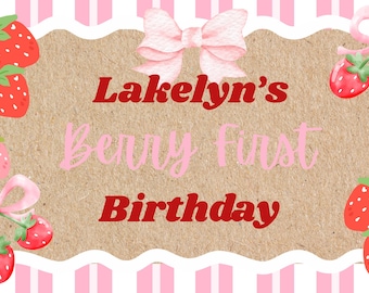 Berry First Birthday | digital Canva template