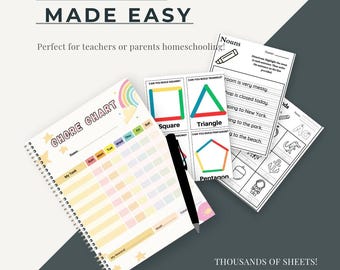 Kids Learning Bundle| Teaching Files | Homeschooling | Coloring books | Chore Charts | Writing | colors | shapes | animals MRR PLR