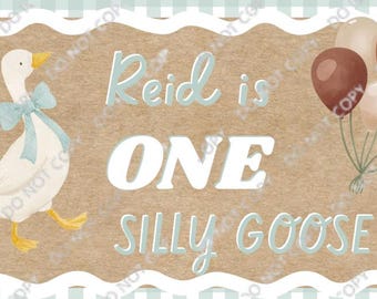 ONE Silly Goose Editable Birthday Banner-Canva-Digital File