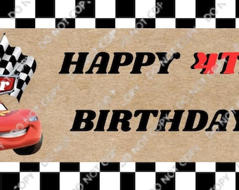 Cars Editable Birthday Banner-Canva-Digital File