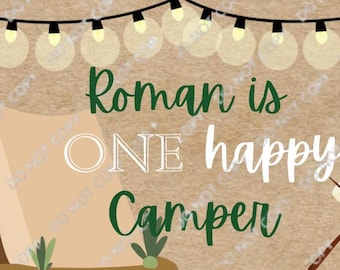 ONE Happy Camper Birthday Banner- Digital File- Editable Canva Template