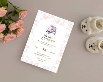 Golf baby girl editable invite