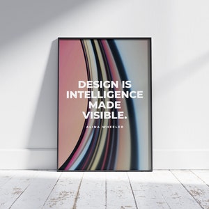 Design Quotation Inspiration Printable Poster - 3D Gradient Series, Abstract Art Print, Home Office School Decor, Minimalistic Wall Art gift