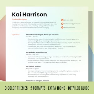Modern Minimalistic Resume Template, A4 Canva Figma template, 1&2 Page, 3 Colors, Cover Letter, Professional tips,  UI UX Designer Developer