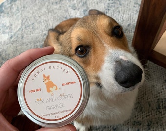 Corgi Butter Cutting Board Conditioner | Cutting Board Wax | Charcuterie Board Mineral Oil and Beeswax | 3oz. | Food Safe | All Natural |