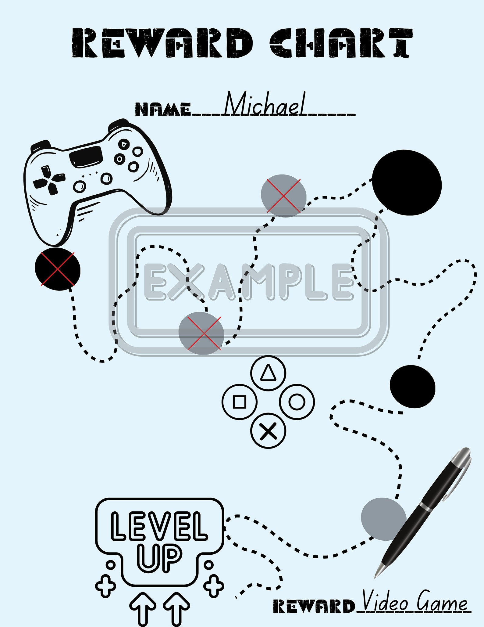 Gamer Reward Chart Instant Download, Video Game Themed Potty Chart ...