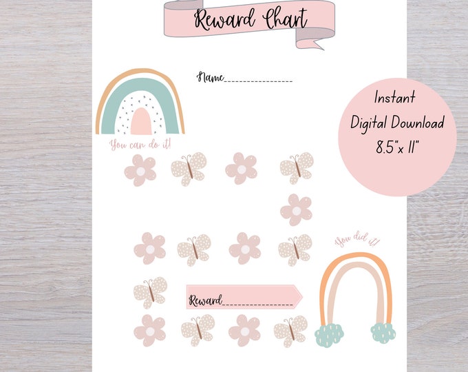 Printable Rainbow Reward Chart for Kids - Potty Chart, Sleep Chart ...