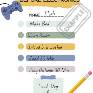 Before Electronics Chore Chart Digital Download, Chore List PDF, Chore ...