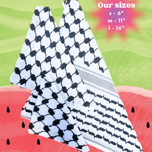 Collar bandana palestino "Keffiyeh" blanco y negro para mascotas
