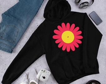 Retro Daisy Hoodie – Vibrant '70s-Inspired, Groovy Aesthetic,  Gildan Sweatshirt, Cozy Unisex Fit