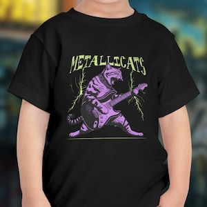 T-shirt Metallicats pour tout-petit : t-shirt parodie de chat heavy metal drôle pour enfants, inspiré d'un groupe de rock