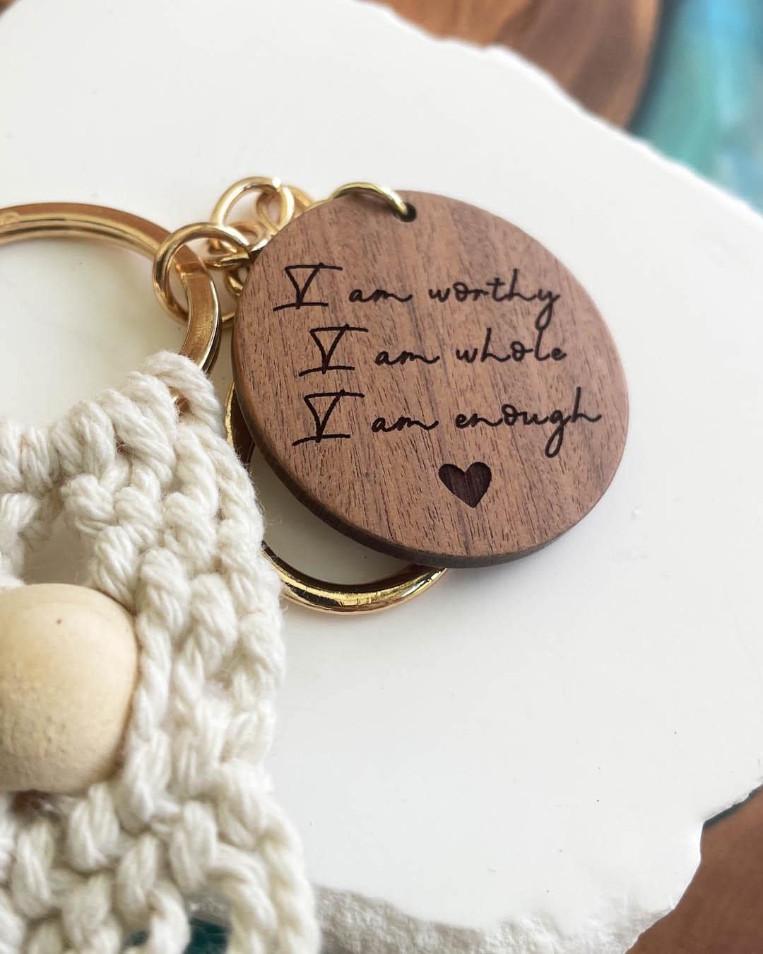 Positive Affirmation Macrame Keychain | Spiritual Gifts, Minimalist ...