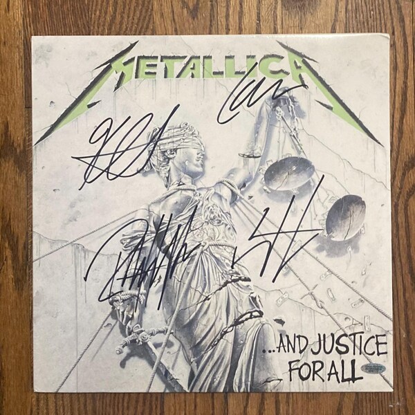 James Hetfield Lars Ulrich Kirk Hammett Robert Trujillo Metallica Signed Vinyl Record Cover COA & Hologram