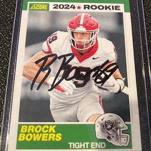 Brock Bowers Las Vegas Raiders Signed NFL Rookie Trading Card COA & Hologram
