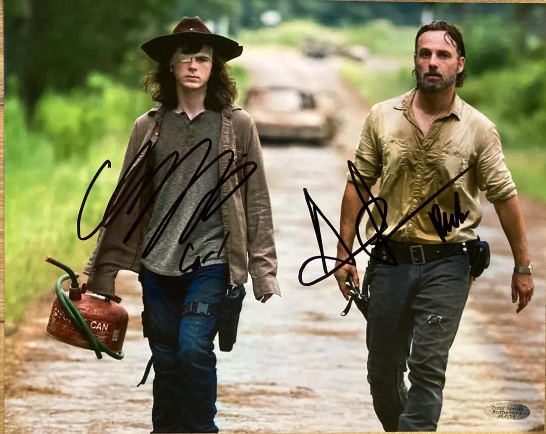 Andrew Lincoln & Chandler Riggs Signed the Walking Dead 8x10 Photo COA ...